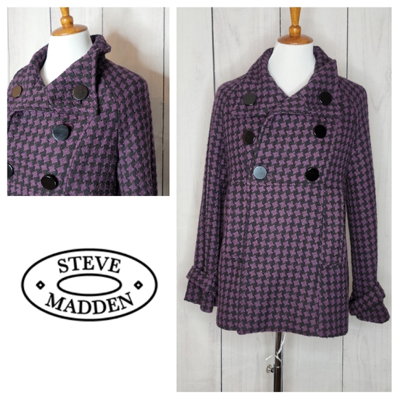 Steve Madden Jackets & Blazers - Steve Madden houndstooth double breasted peacoat